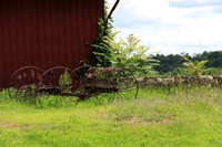 Barn with Horse-drawn Dump Rake